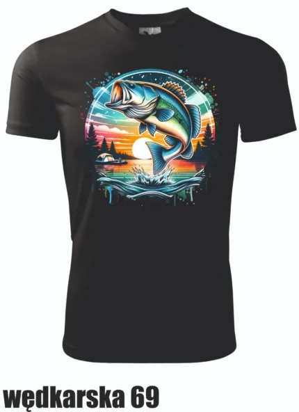 Koszulka - Ryba na tle słońca